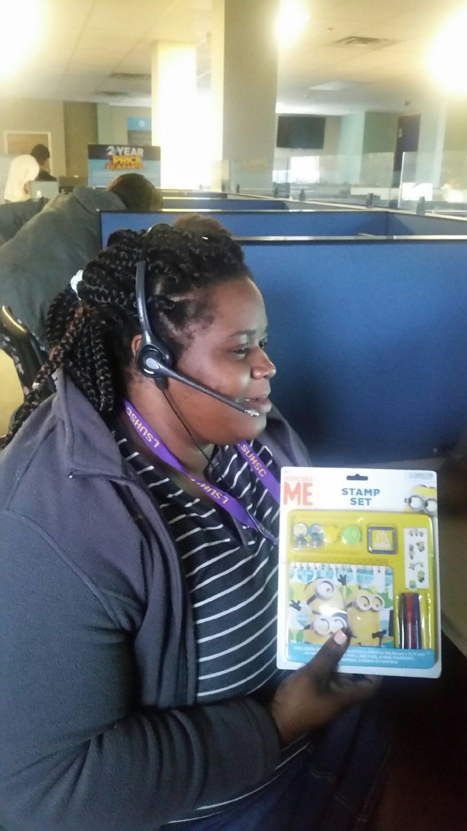 SHVACCM's tweet photo. Anything for a minion!! AAL and DTV ending in a kudos call!! Great job Princess!!@ShreveportCCM https://t.co/AiJ6CLmpHD