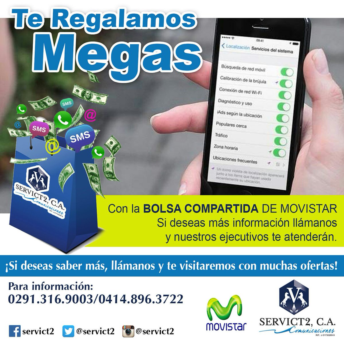servitc2's tweet image. Te regalamos megas, Contáctanos #movistar #bolsacompartids #regalo #pyme #venezuela