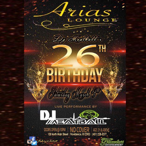 AriasLounge's tweet photo. SATURDAY NIGHT Birthday Bash @AriasLounge with @djjmeatball celebrating his 26th birthday! #providence #rhodeisland #EDM https://t.co/LP561mxvD7