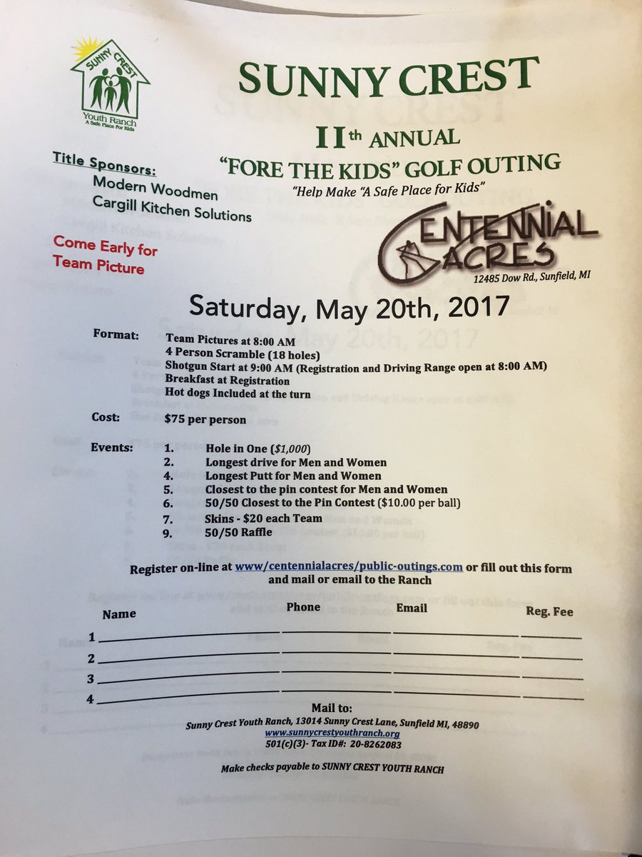 SunnyCrestYR's tweet photo. Join us May 20 as we golf for the summer credit recovery. Sign ups are out and soon will be availble online! #golfouting #safeplaceforkids https://t.co/7QoK8NZyco