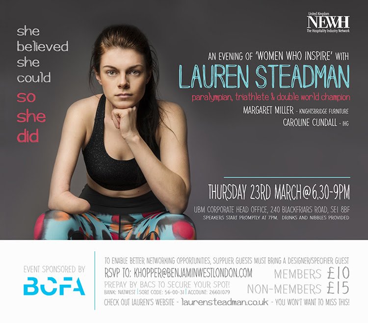 NEWHuk's tweet photo. Our next amazing event, with speaker @laurensteadman. An evening of 'Women who Inspire' sponsored by @TheBCFA Ticket details below https://t.co/RGU5ozebdA
