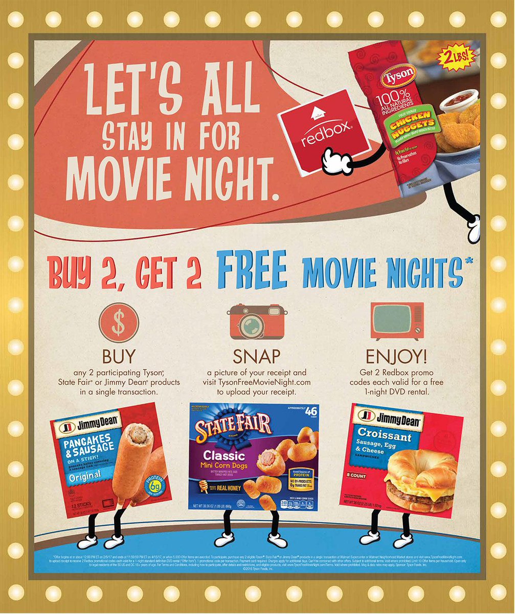 RandomRReviews's tweet image. Want to enjoy a free movie night in? Check out this offer from Tyson, RedBox, &amp;amp; Walmart! bit.ly/2mmABAa #TysonFreeMovieNight #AD