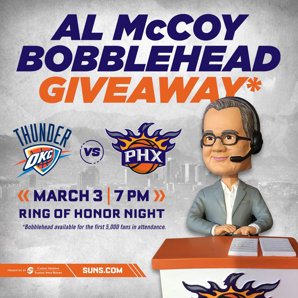 Phoenix Suns on X: Join us tomorrow night for Al McCoy's induction into  the Suns Ring of Honor. #McCoyROH🎙 Purchase 🎟»    / X