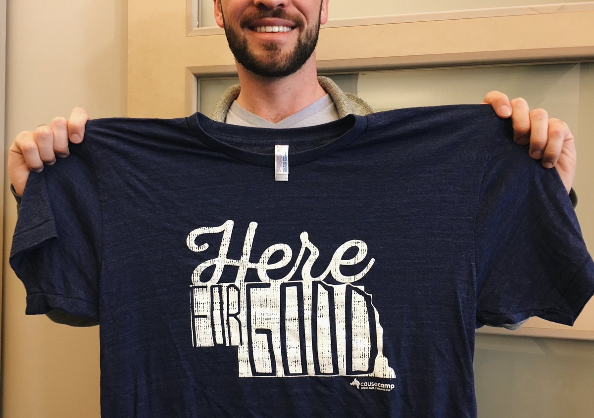 NPhub's tweet photo. We're celebrating Nebraska's 150th birthday! RT this today and we'll choose one winner at random to receive a free Here for Good shirt. https://t.co/YhE0TeWfio