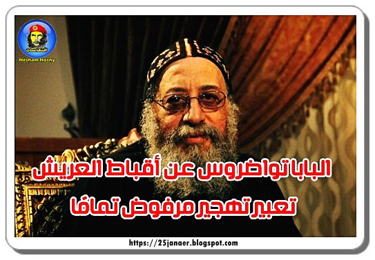 تواضروس عن أقباط العريش: تعبير تهجير مرفوض تمامًا