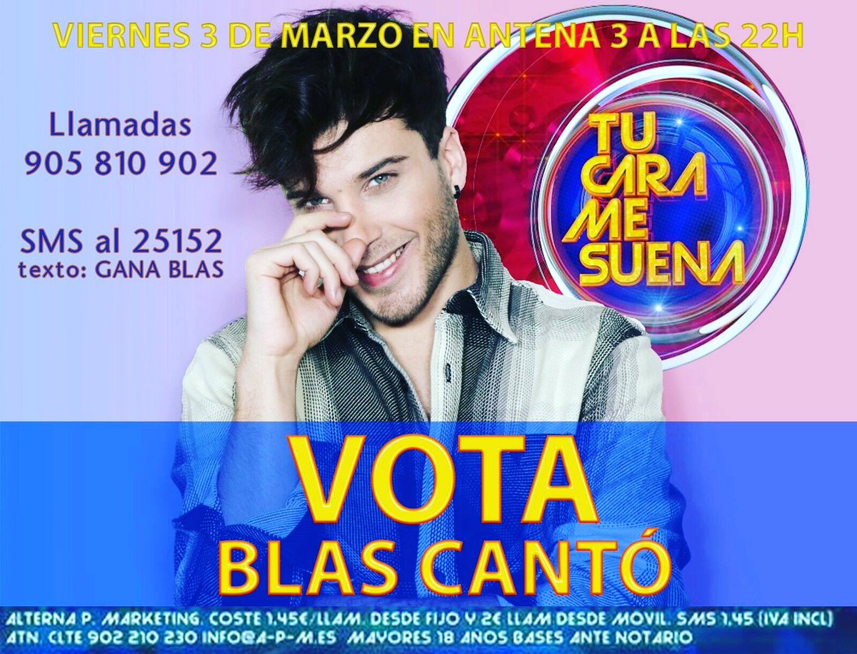 🍀Este Viernes 3 de Marzo estaremos muy pendientes de #tucaramesuena y estaremos apoyando a <a href="/BlasCanto/">Blas Cantó</a>.
Desde #MolinadeSegura🍀