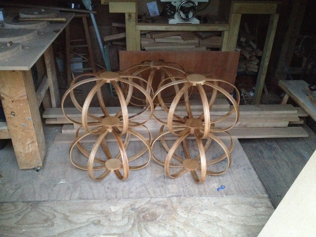 oakjoiners's tweet photo. Five finished and oiled, onto our next designs #granddesignslive #lucentcrow #handcraftedlighting https://t.co/l7Cav0XAnV