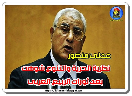 عدلي منصور: نظرية الحرية والتنوع شوهت بعد ثورات الربيع العربي