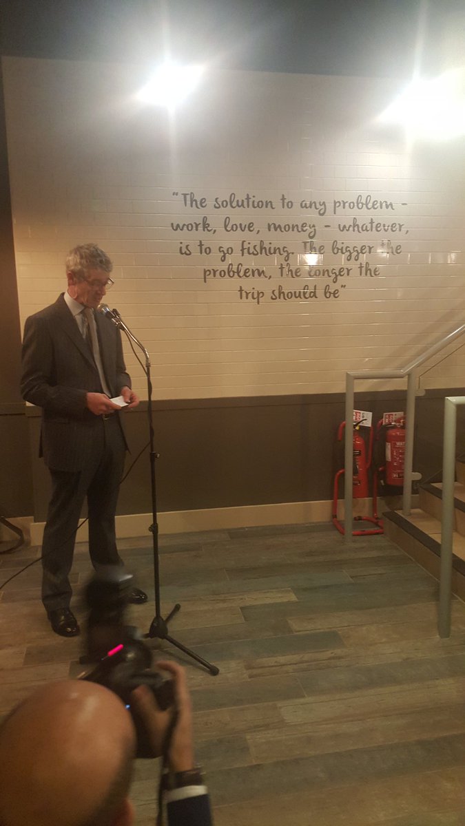 fishcitybelfast's tweet photo. John welcoming the guests.. #fishcitylaunch https://t.co/quTgf2lXeR