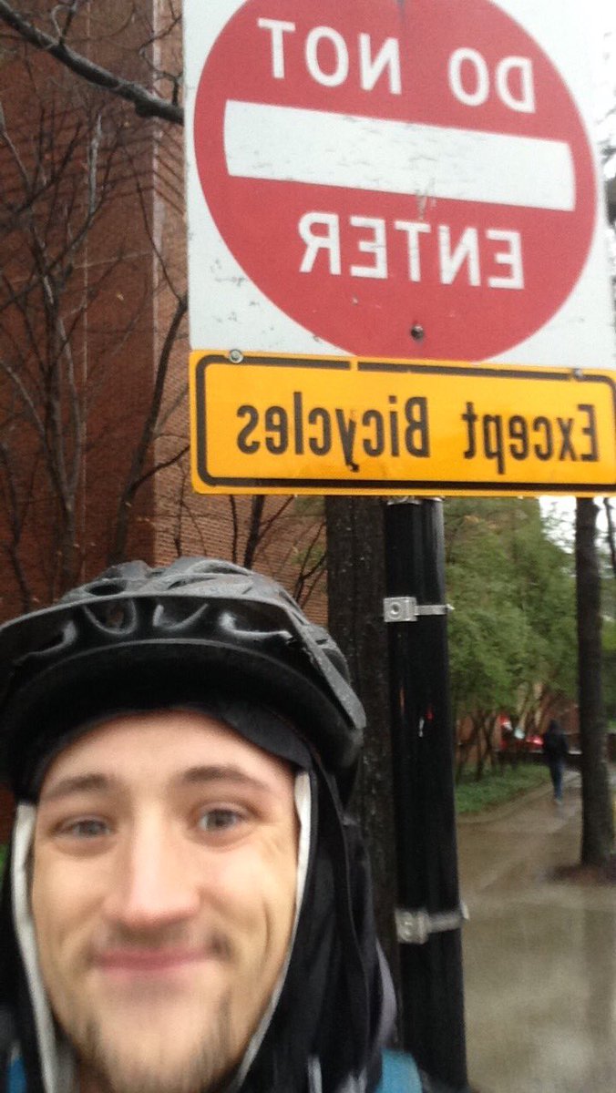 kevllama's tweet photo. My fav sign on campus #waterisstillwet #exceptbicycles #acceptbicycles https://t.co/4RsylkbNLc