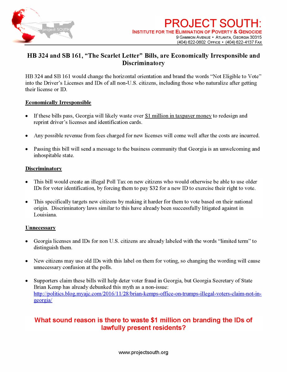 aymanfadel's tweet photo. Fact Sheet on Georgia bills to brand drivers licenses:  Anti-immigrant, economically irresponsible &amp; unnecessary via @ProjectSouth https://t.co/1BKluyjdgB