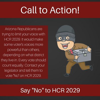 AZHouseDems's tweet photo. #HCR2029 would increase the costs of running a citizen ballot measure, making it harder for Arizonans to have a voice. #ProtectOurVoice https://t.co/HGTL3J0ayK
