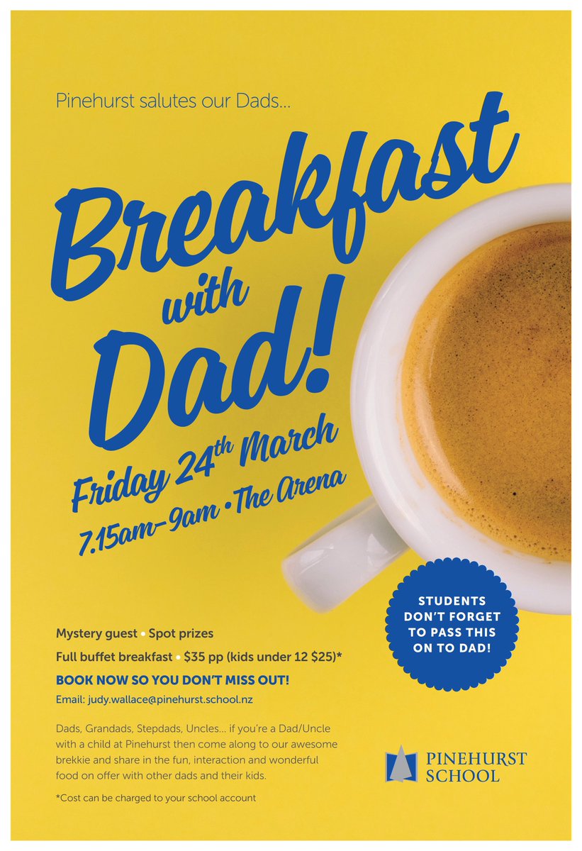pinehurstschool's tweet photo. Breakfast with Dad! Friday 24 March. Book your places today https://t.co/crGc3ouE3z