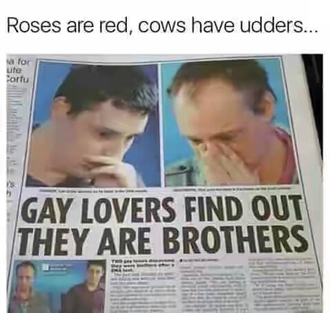 RealDarkHumor's tweet photo. Roses are red, cows have udders https://t.co/eEutvvG6A0