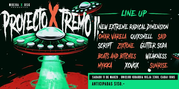 UniclubBA's tweet photo. Proyecto Xtremo! Sáb11/3 @UniclubBA 
#ATP
#MUEVA #Records + @DubstepGutter + @NewExtremeRD #DUBSTEP #TRAP #BASS #METAL #HOUSE #FUTUREBASS https://t.co/qGVLmap07m