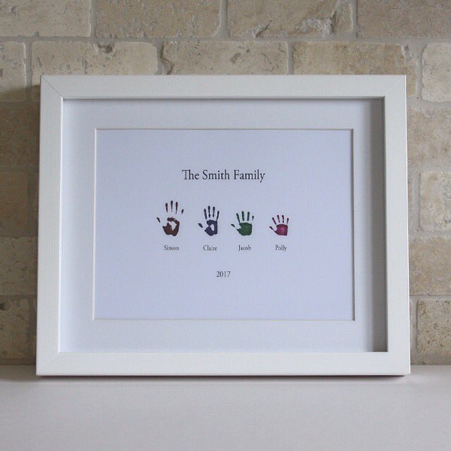 So pleased to share my new personalised pictures. Your family's handprints miniaturised and framed 🙂