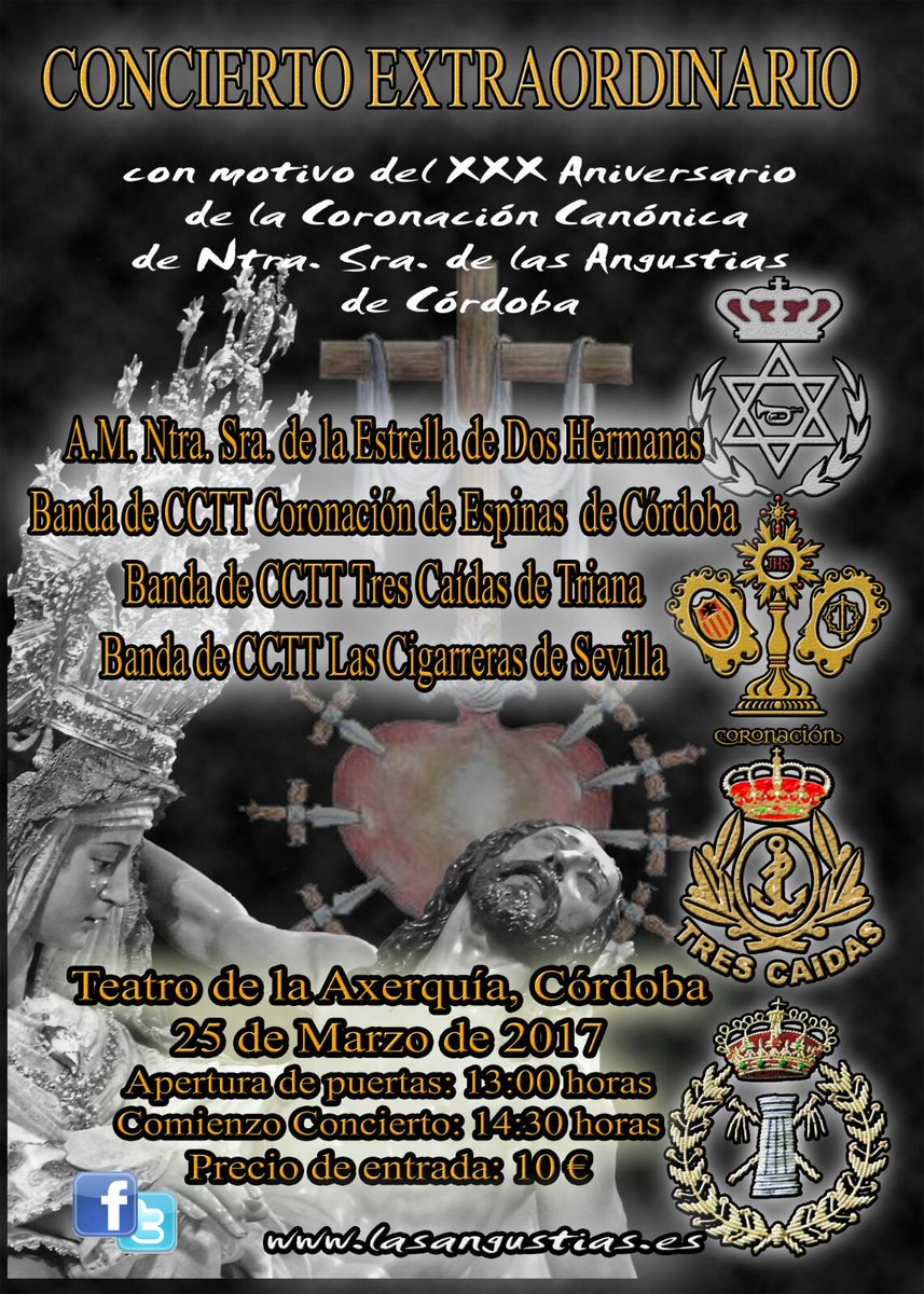 <a href="/HdadDoloresViso/">Hdad. Sacramental de los Dolores</a> <a href="/HdadDolores/">Los Dolores Alcolea</a> <a href="/HdadDoloresCabr/">Hdad Dolores Cabra</a> @huertovdr <a href="/MayordolorEcija/">@mayordolor_ecija</a> <a href="/MayorDolorCabra/">MayorDolor_Cabra</a> 

Gracias por difundir y RT.

Un saludo