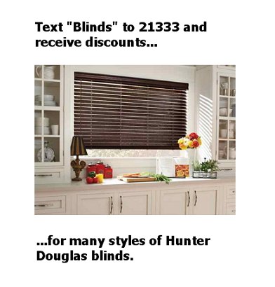 PaintPourri's tweet photo. Text "Blinds" to 21333 and receive discounts for many styles of #HunterDouglas blinds.  https://t.co/CzslSnhd3u #Hktwn https://t.co/YkFwRxDHWf