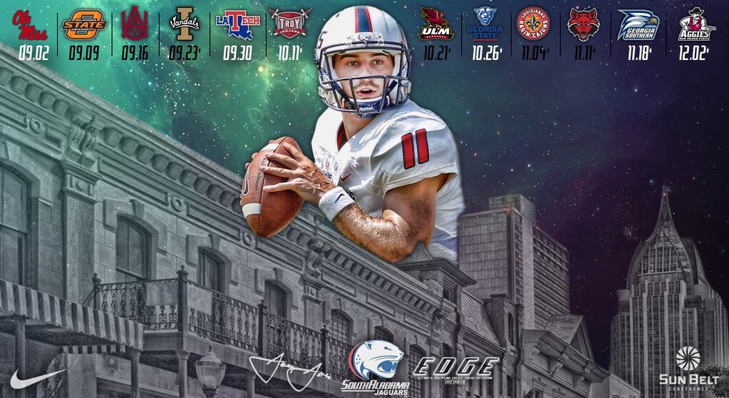 SouthAlabamaFB's tweet photo. Save it to your computer, phone, tablet...just start making plans now!
#JagNation #BringTheEDGE #PackLadd https://t.co/CLacOcUbBr