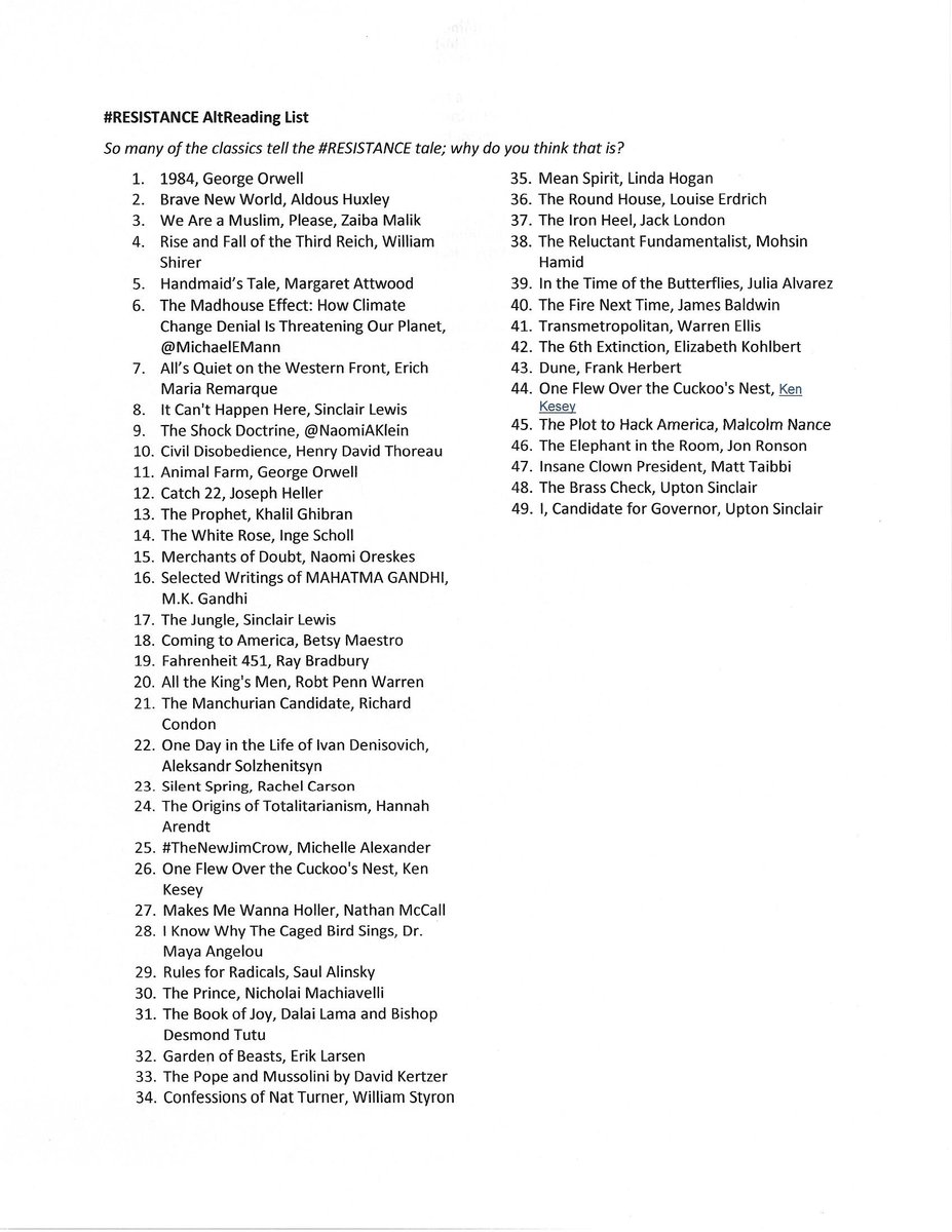 AltUSDA_ARS's tweet photo. Followers, need to crowd source validation of #AltReadingList. For film suggestions, another op will follow. See attached! #heroicteachers https://t.co/YN7WylkFy6
