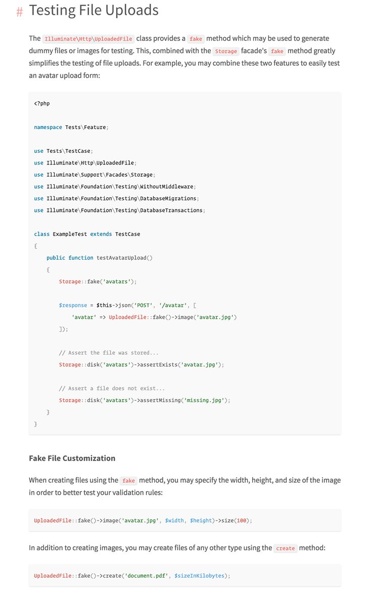 laravelphp's tweet image. Coming to Laravel 5.4 in the next few days... beautiful testing of file uploads. 💅