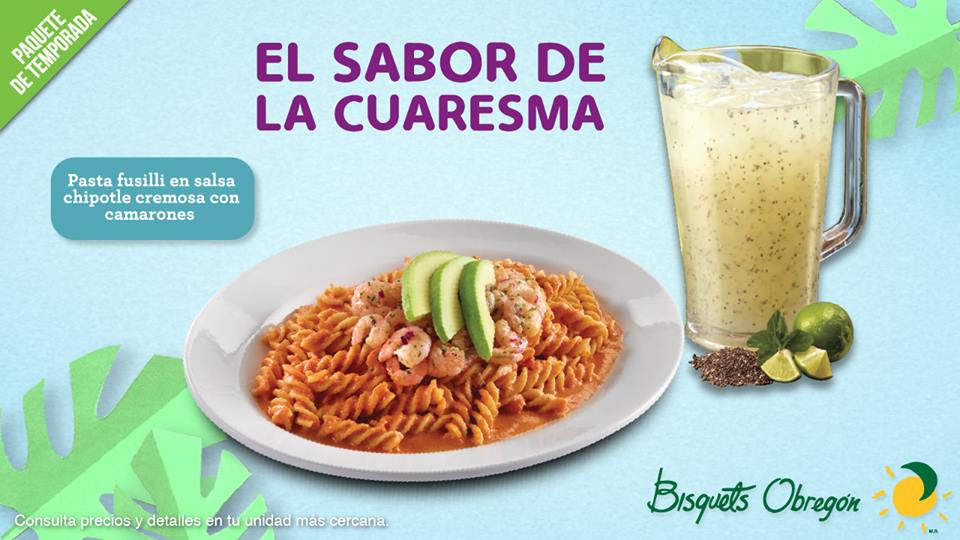 bisquetsobregon's tweet photo. La #PastaFusilli en salsa chipotle cremosa con camarones es nuestro especial de #Cuaresma https://t.co/Qn9ehJcVtW (al 16 de abril) https://t.co/a3vlL1Xqsr
