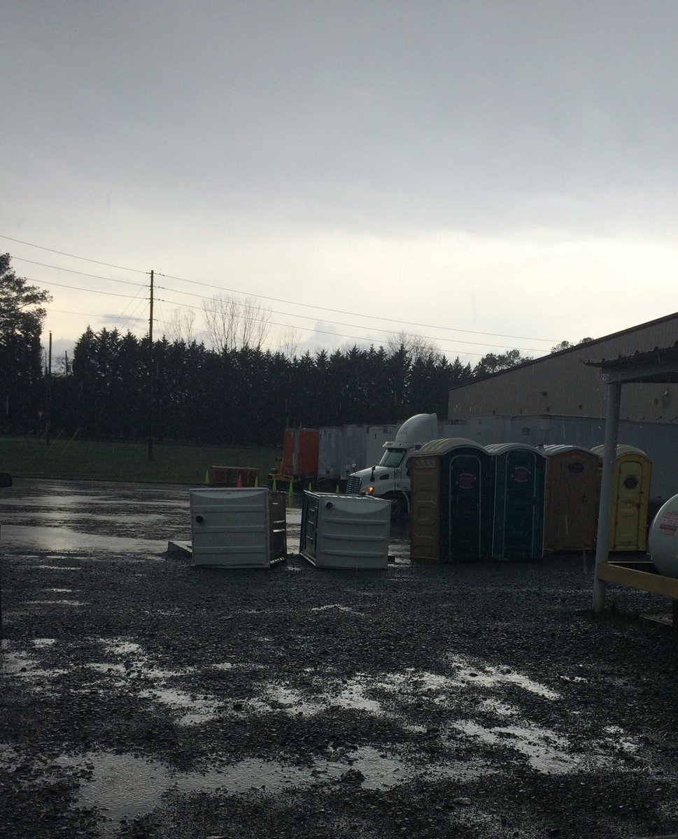 Rode out the storm in a customers building. Come out to here a Mexican screaming trapped in the porta shitter. Just thought my day was shity