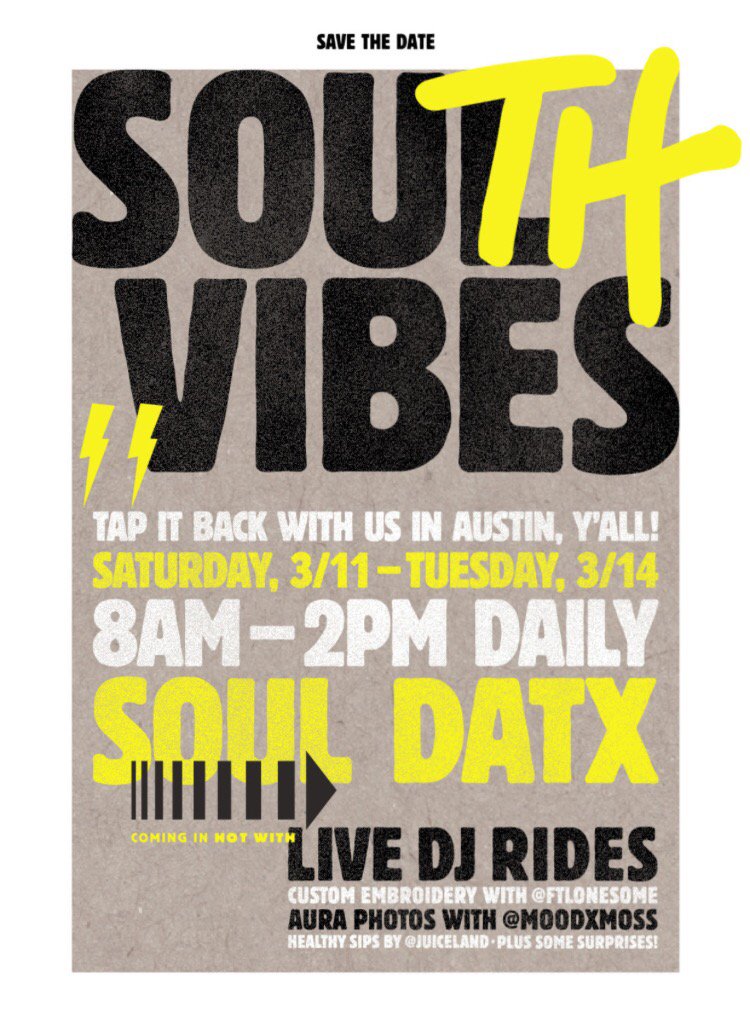 alexpeirce's tweet photo. Come for the tech. Stay for the fun. Let the FOMO begin. @soulcycle @sxsw #takemeback https://t.co/eFXDCs45MM
