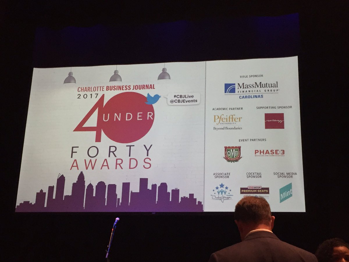 Pfeiffer1885's tweet photo. #PfeifferUniversity is the proud academic sponsor of @CBJEvents 40 Under Forty Awards! Getting ready to start! #CBJLive #PfeifferIsCommunity https://t.co/zir6m3rRwU