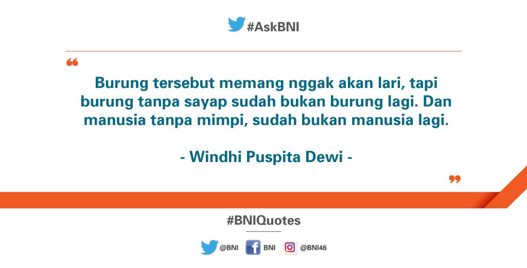 BNI's tweet photo. Setiap pagi kita diberikan 2 pilihan; kembali tidur didalam mimpi kita atau bangun dan mengejar mimpi kita. Selamat Pagi!  
 #BNIQuotes https://t.co/4yPgqkL3lF