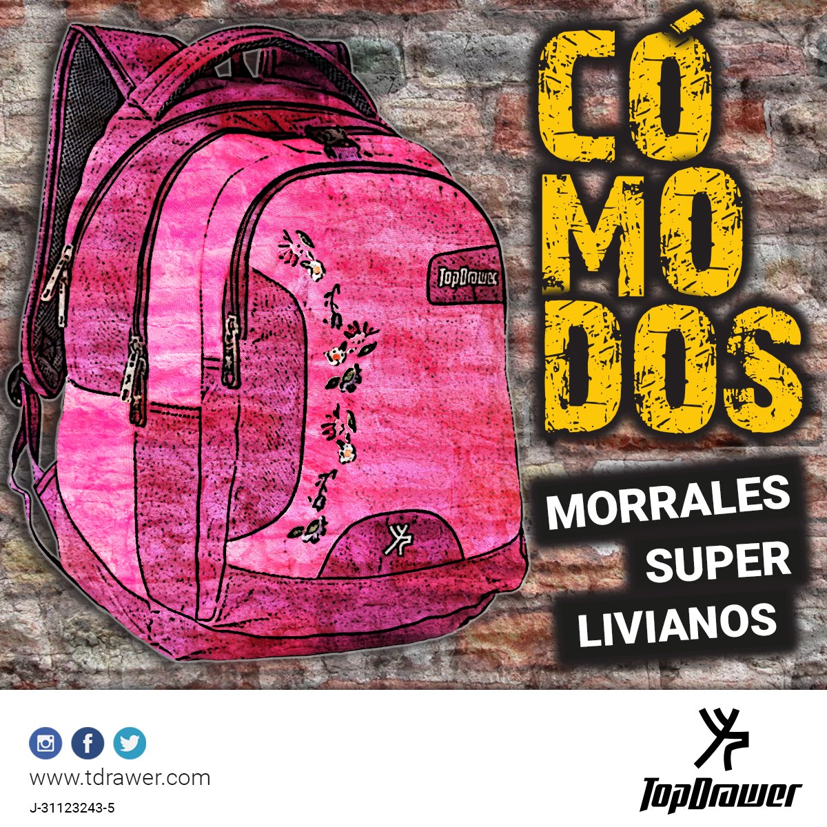 TopDrawerCom's tweet image. #MorralesSuperLivianos #MorralesCómodos #ContigoDondeQuieras tdrawer.com