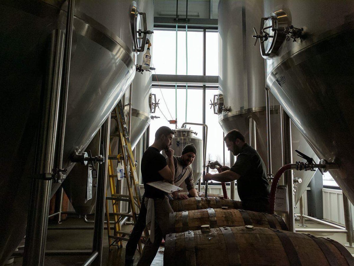 3rdsignbrew's tweet photo. Filling bourbon barrels with a hazelnut milk stout. #barrelaged #craftbeer #hellatight #wibeerwednesday #brewerylife https://t.co/60ZomJzyN2