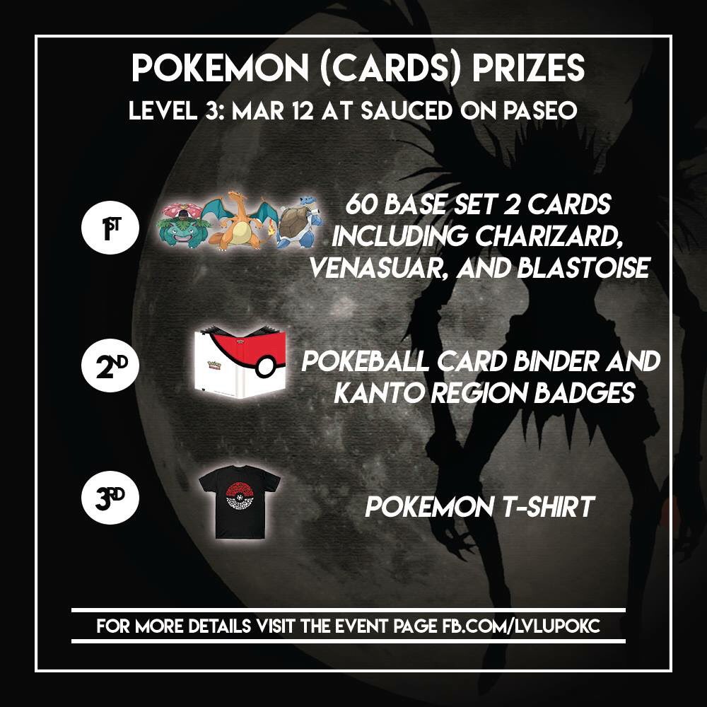 We have a ton of love this month for the Nintendo Fans!

Pokemon (Card Game) will be unlimited format, double elimination.