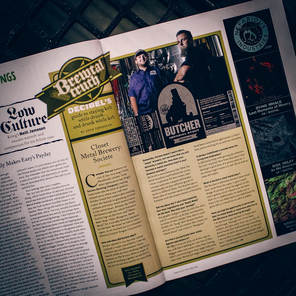 SocieteBrewing's tweet image. Dream Realized: @DBMagazine interviewed our metalhead founder @SocieteDoug about our metal-influenced imperial stout THE BUTCHER!
#craftbeer