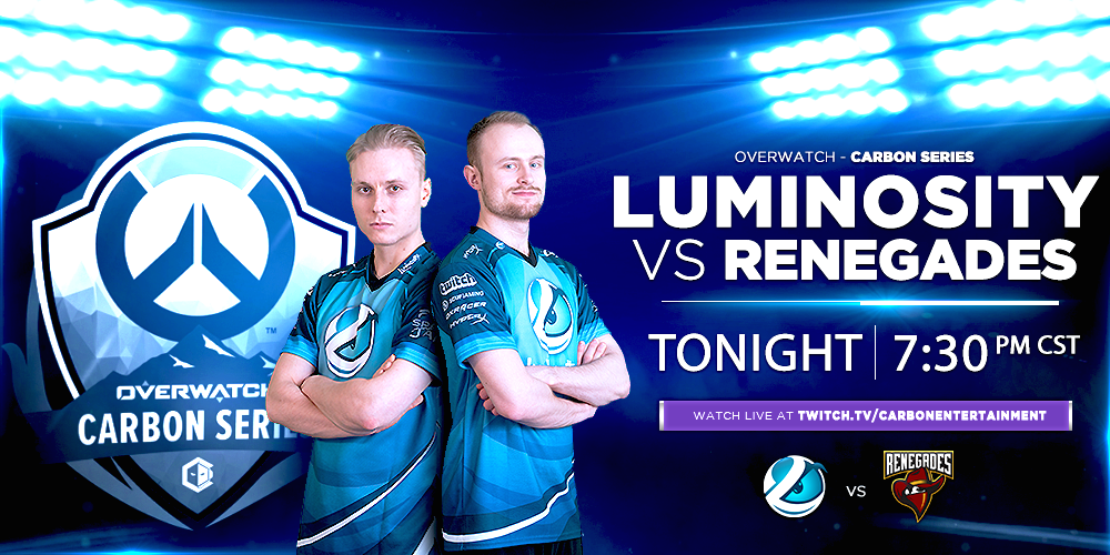 Luminosity's tweet photo. Tonight at 7:30pm CST, #LGOW will face off against @Renegades in their fourth match of the Carbon Series!

#LGLOYAL

https://t.co/k6phxxRGgQ https://t.co/F1LJluFO62