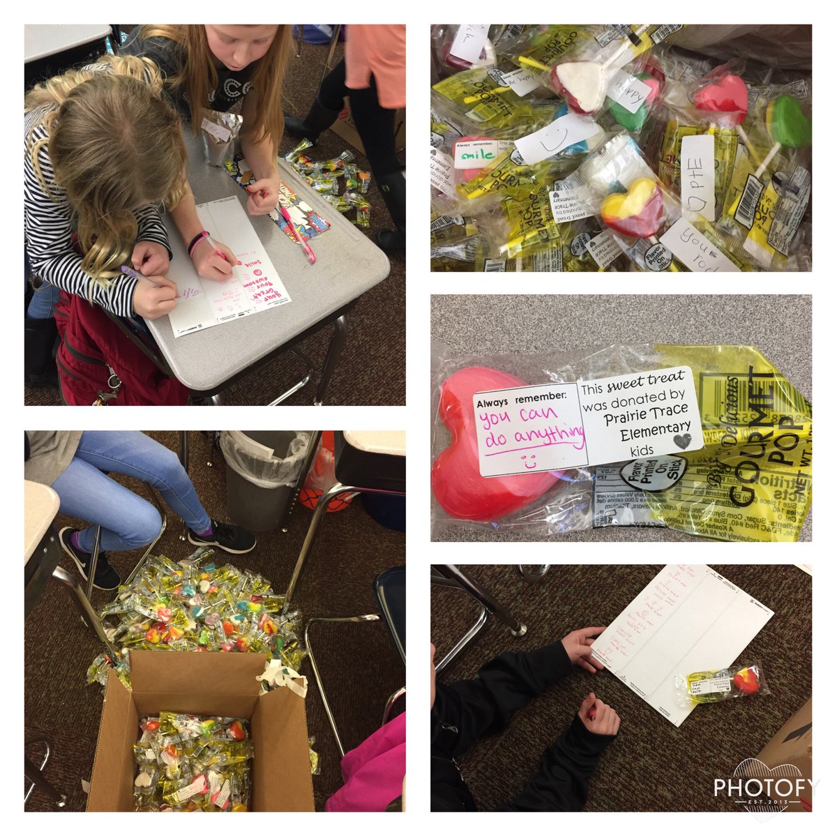 Putting an extra special note on the suckers before Mrs. Schipp delivers them to <a href="/PeytonChildrens/">Peyton Manning Children's Hospital</a> ♥️