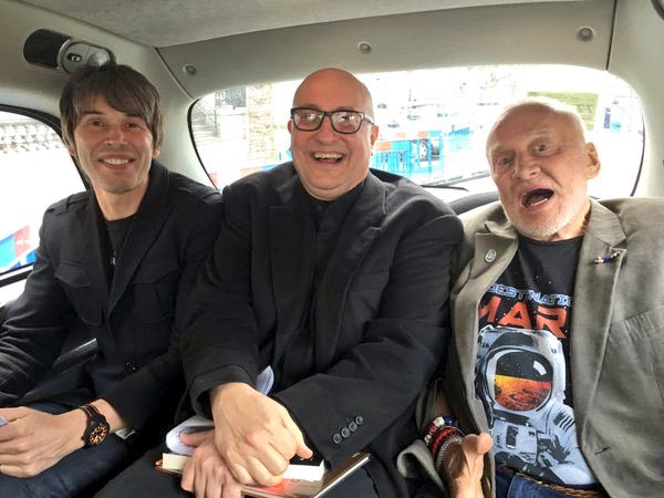 TheRealBuzz's tweet image. From a year ago in a London black cab when I joined @ProfBrianCox and we formed the short lived boy band called "Eagle on #Mars"