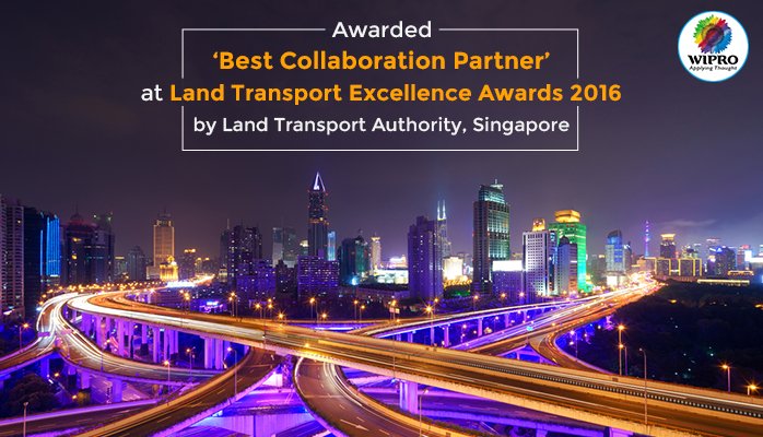 Wipro's tweet photo. Awarded ‘Best #CollaborationPartner’ for highest level of commitment to collaborate, deliver smart solutions. @LTAsg https://t.co/YNc3vdg0BV https://t.co/LNlaxQSxAF