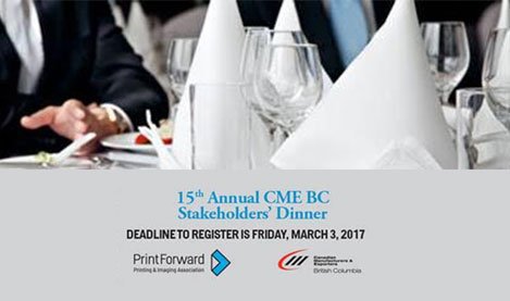 PrintForwardPIA's tweet image. Interested in the CME Stakeholders' Dinner in Richmond Mar 16th? Contact us for pricing &amp;amp; details by Friday March 3 at bcipia@bcpia.org.