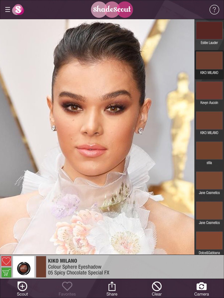 ShadeScoutApp's tweet photo. Knockout eyes @ the #Oscars! #HaileeSteinfeld #OliviaCulpo @MAKEUPFOREVERUS @KikoMilanoUS #AugmentedReality #eyeshadow #makeupmatch #makeup https://t.co/vGlEV8HqPa