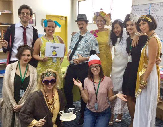 GIS_SEC_LIBRARY's tweet photo. Team @GISEnglishSec  all dressed up for #bookweek2016 #WorldBookDay  #gislearning https://t.co/DmGeZPSzuA