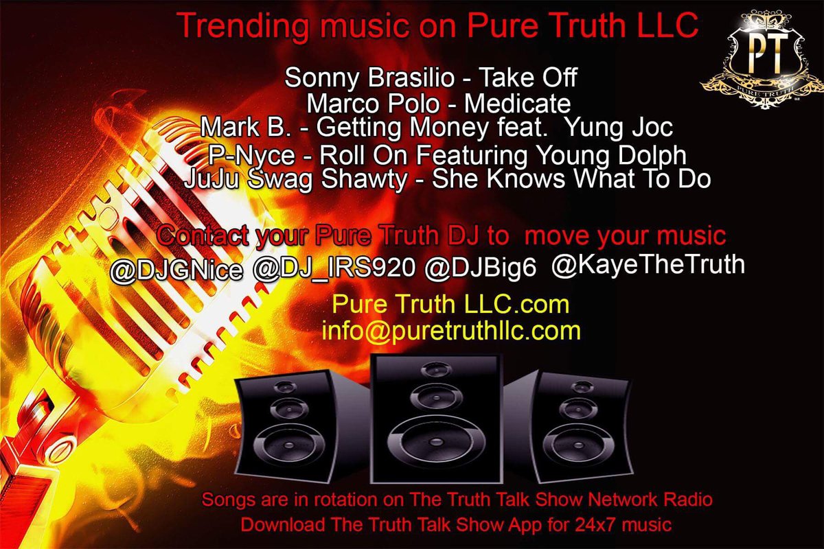 KayeThe_Truth's tweet photo. #PureTruthLLC #PureTruthDJs #TakeOff #Medicate #MarkB #PNyce #JuJuSwagShawty @SonnyBasilio1 @iampnyce #TheTruthTalkShow @dj_irs920 https://t.co/RyTYr2FjM4