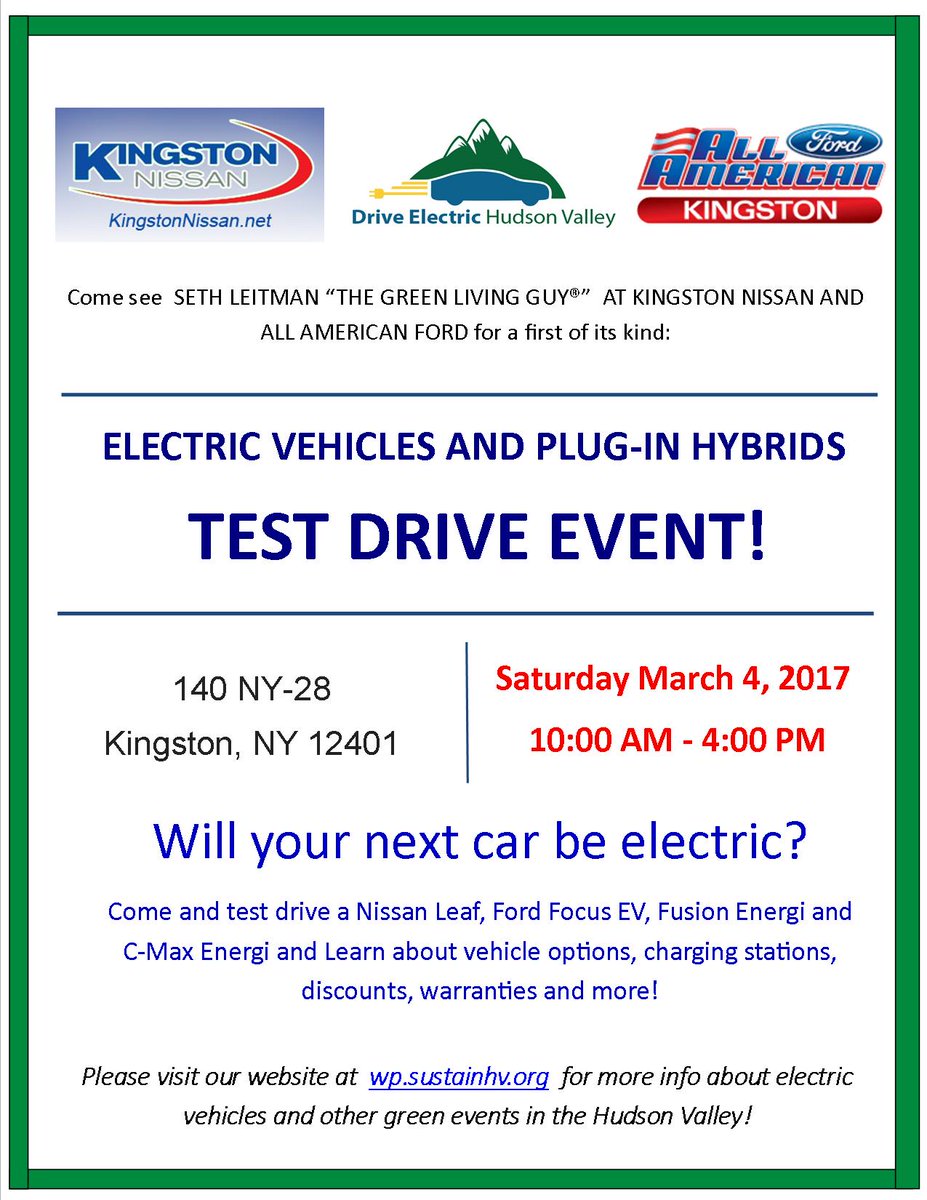 Are you EV curious? As in Electric Vehicles? Got questions? Come get answers at this test ride event with <a href="/greenlivingguy/">The Green Living Guy</a>