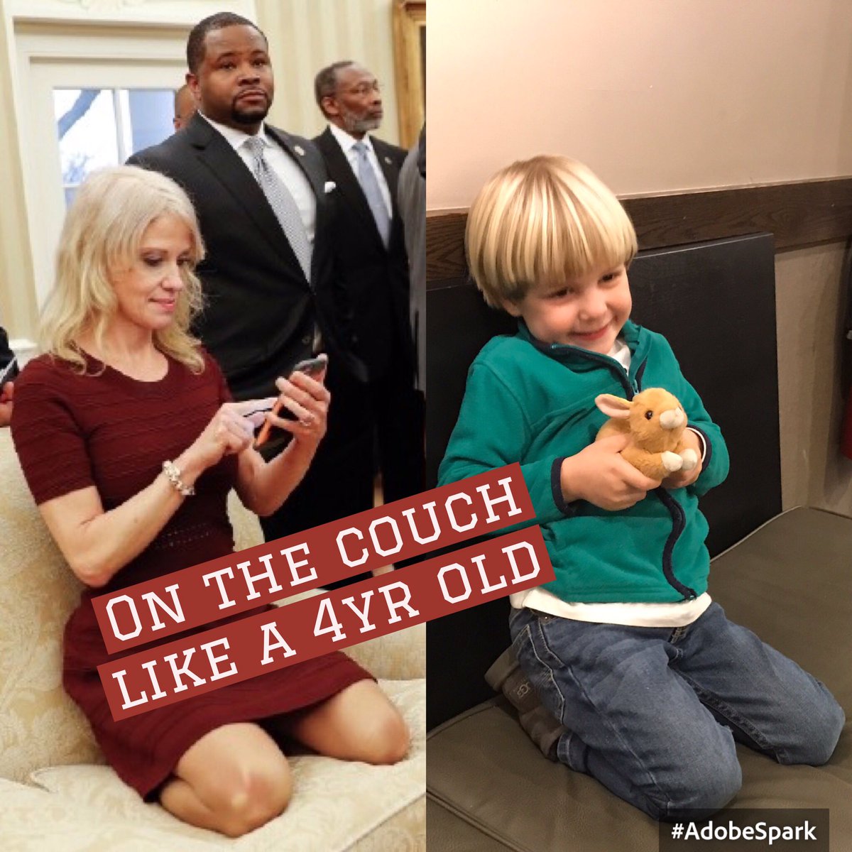 ryanleedotnet's tweet photo. On the #couch like a 4yr old #kellyanneconway #merica #CouchGate https://t.co/RgXFXp3pk9