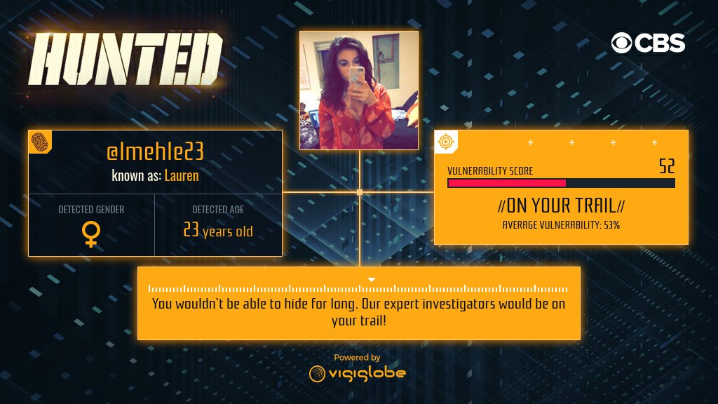 @lmehle23 Team Hunted predicted how well you would do on the run by analyzing your social media footprint! cbs.com/shows/hunted/i…