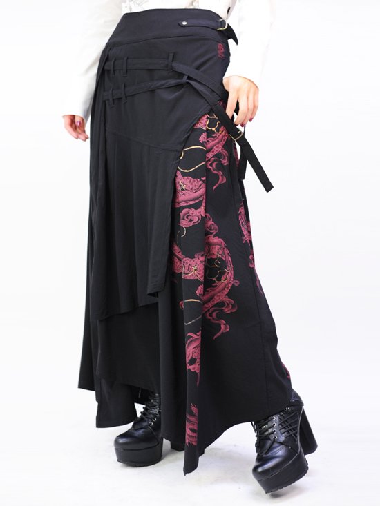 Ozzon Japan 新作情報 巻きスカート風のデザインのロングスカート 和龍のプリントがインパクト絶大 T Co Pwfdydou13 Ozzcroce Punk 龍 春物新作