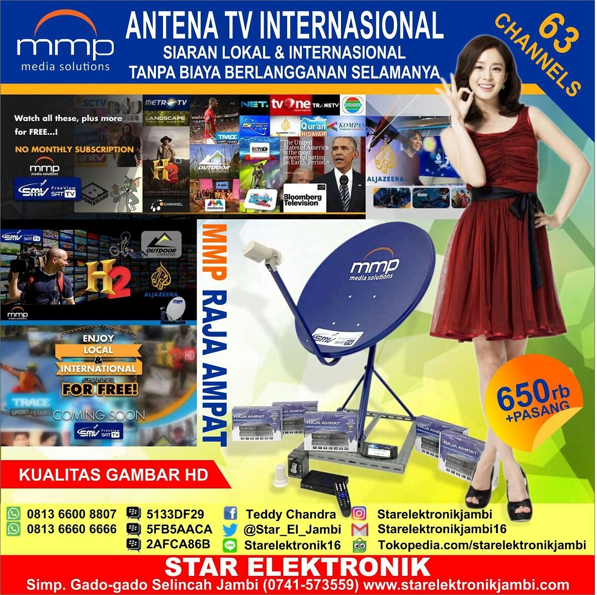 STAR_EL_JAMBI's tweet photo. Rp 650rb +Pasang
#antennatvinternational #hargamerakyat #rajaampat #MitraMediaPerkasa #Satelit #Indonesia #MMP https://t.co/AFNhEy6Eu3