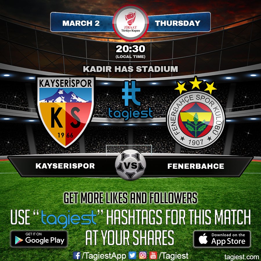 Tagiest's tweet photo. Match Day | Turkish Cup #Kayserispor #Fenerbahce #KayserisporVsFenerbahce #Tagiest #TagiestApp #TagiestFutbol #TagiestSoccer #TurkishCup https://t.co/5DnKtDSYGh