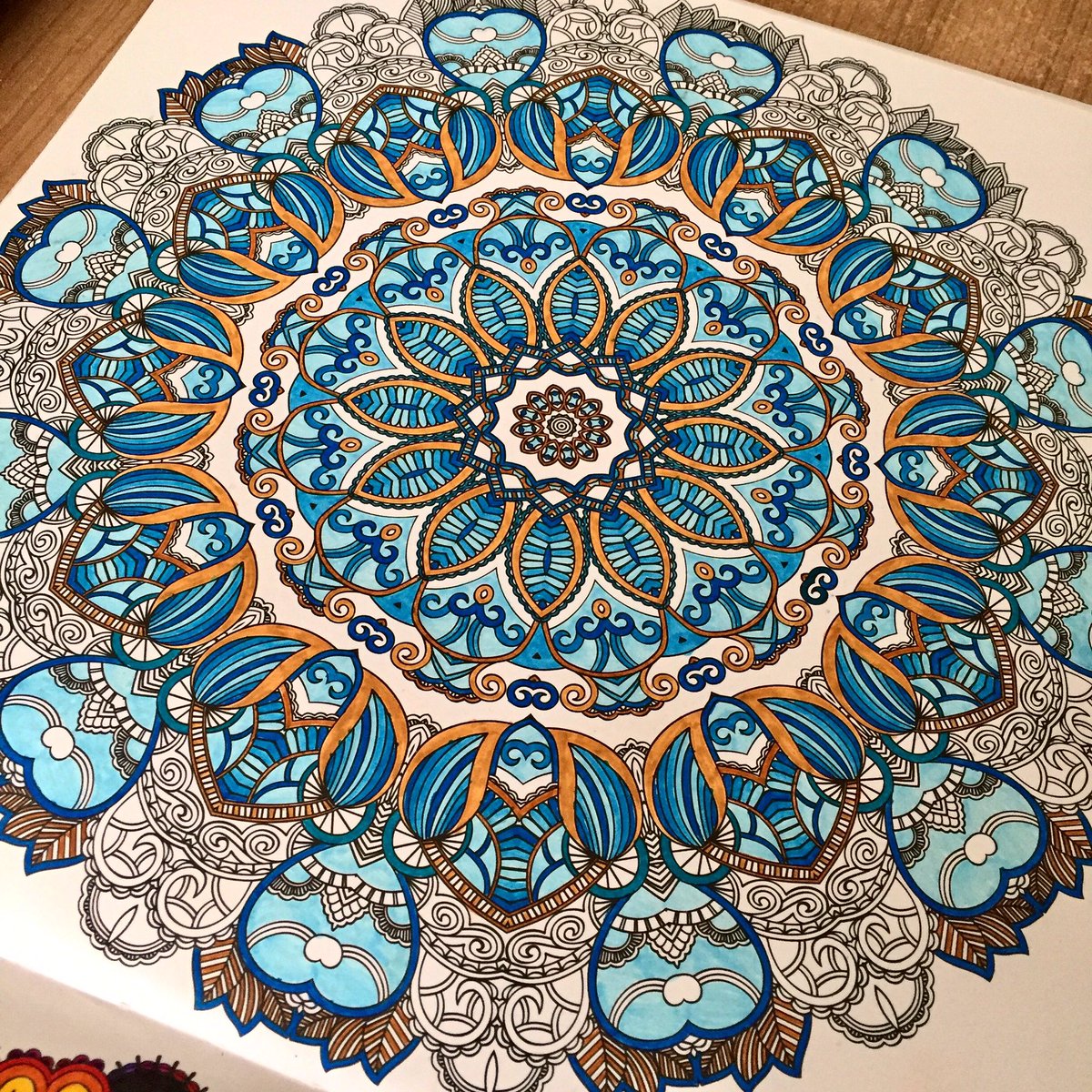 Wip #workinprogress #stabilo #stabilopen #bbnc #mandala #blue #gold #magic #my_coloring