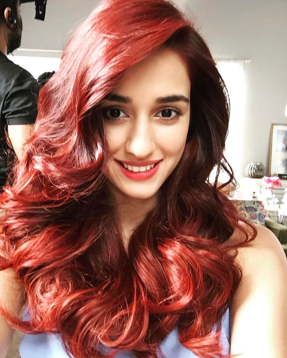 DishPatani's tweet photo. Throwback to my red hair ❤❤ @GarnierIndia #GoNewGoColour ❤ https://t.co/3IDJL92QxH